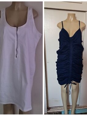 New Look Navy Ruched Spaghetti Strap Tank Dress